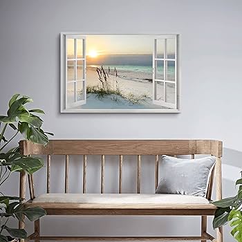 砂浜の絵 (アメリカで購入) Amazon.com: Beach Painting Wall Art Canvas : 24x36 Inch